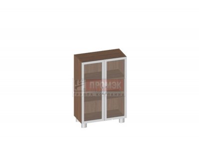 Шкаф широкий средний со стеклом в алюм. рамке (без топа)